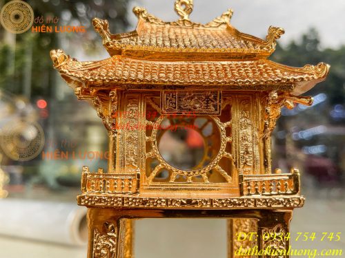 Biểu trưng khuê văn các cao 18cm bằng đồng mạ vàng 24K