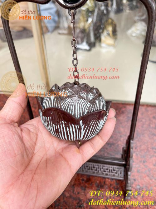 Lư Xông Trầm Treo Hoa Sen Âm Dương Bằng Đồng