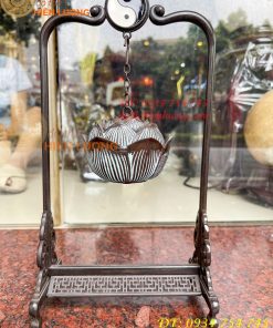 Lư Xông Trầm Treo Hoa Sen Âm Dương Bằng Đồng