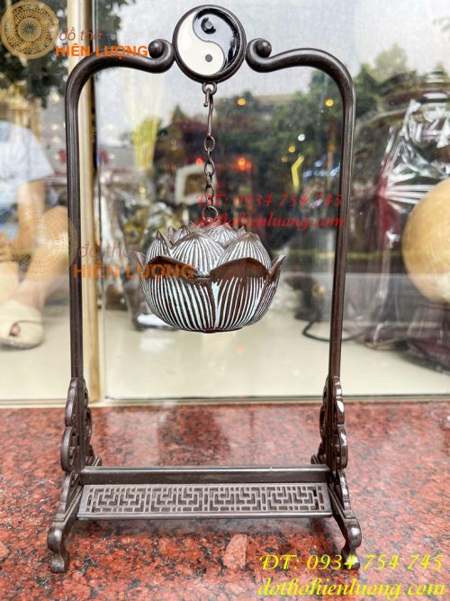 Lư Xông Trầm Treo Hoa Sen Âm Dương Bằng Đồng