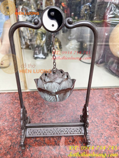 Lư Xông Trầm Treo Hoa Sen Âm Dương Bằng Đồng