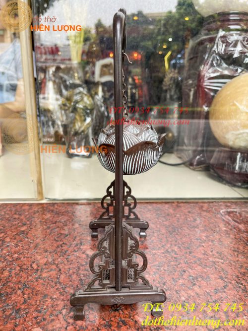 Lư Xông Trầm Treo Hoa Sen Âm Dương Bằng Đồng