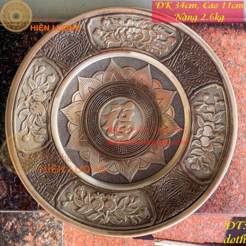 Mâm Bồng Đường Kình 35cm Bằng Đồng Hai Công Nghệ Thờ Cúng