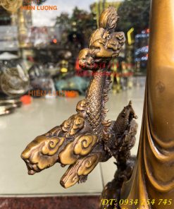 Tượng Phật Bà Quan Âm Đứng Rồng Bằng Đồng Hun Cao 50cm