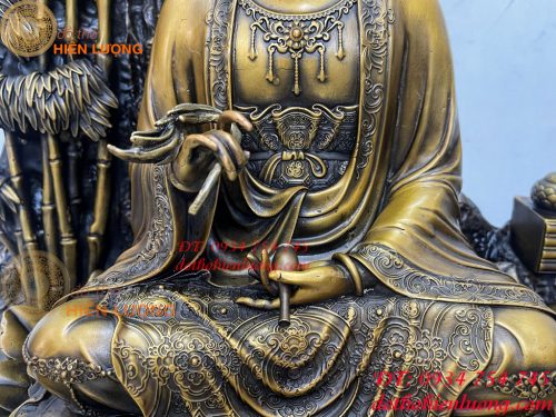 Tượng Quan Âm Và Thiện Tài Đồng Tử Bằng Đồng Hun Cao 50cm