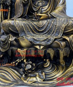 Tượng Quan Âm Và Thiện Tài Đồng Tử Bằng Đồng Hun Cao 50cm