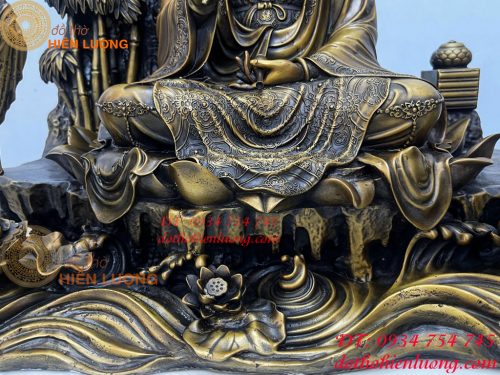 Tượng Quan Âm Và Thiện Tài Đồng Tử Bằng Đồng Hun Cao 50cm