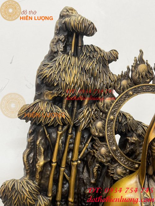 Tượng Quan Âm Và Thiện Tài Đồng Tử Bằng Đồng Hun Cao 50cm