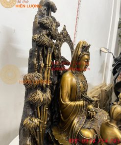 Tượng Quan Âm Và Thiện Tài Đồng Tử Bằng Đồng Hun Cao 50cm