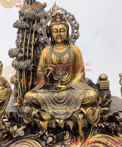 Tượng Quan Âm Và Thiện Tài Đồng Tử Bằng Đồng Hun Cao 50cm