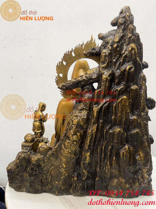 Tượng Quan Âm Và Thiện Tài Đồng Tử Bằng Đồng Hun Cao 50cm