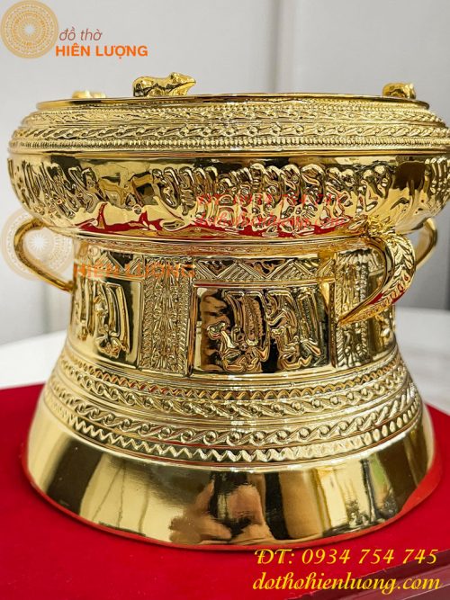 Quả Trống Đồng Đường Kính 15cm Mạ Vàng Sang Trọng