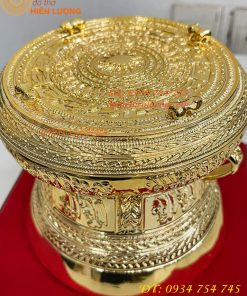 Quả Trống Đồng Đường Kính 15cm Mạ Vàng Sang Trọng