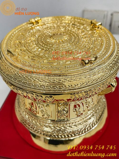Quả Trống Đồng Đường Kính 15cm Mạ Vàng Sang Trọng