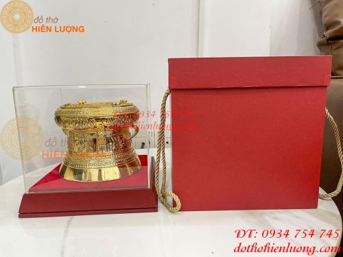 Quả Trống Đồng Đường Kính 15cm Mạ Vàng Sang Trọng