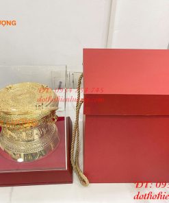 Quả Trống Đồng Đường Kính 15cm Mạ Vàng Sang Trọng