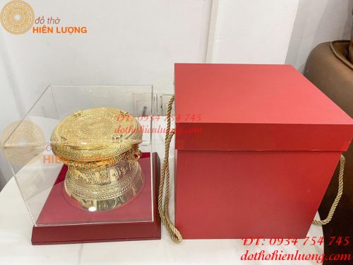 Quả Trống Đồng Đường Kính 15cm Mạ Vàng Sang Trọng
