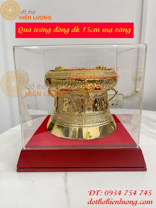 Quả Trống Đồng Đường Kính 15cm Mạ Vàng Sang Trọng