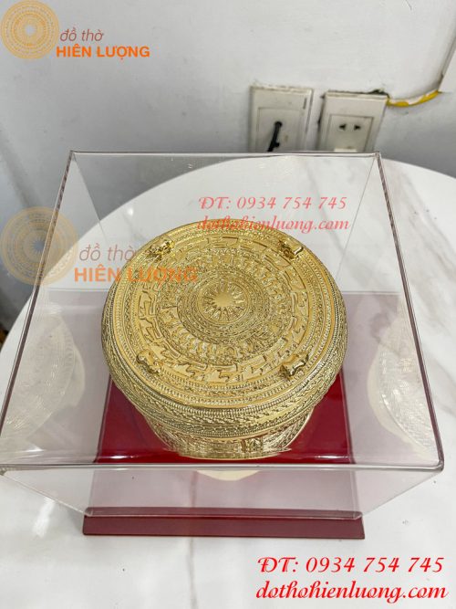Quả Trống Đồng Đường Kính 15cm Mạ Vàng Sang Trọng