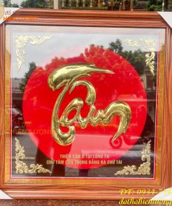 Tranh chữ hiếu và chữ tâm bằng đồng treo tường kt 57x57cm làm theo yêu cầu