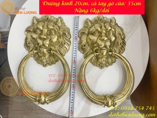 Tay Nắm Cửa Mặt Sư Tử Bằng Đồng Đúc Đường Kính 20cm