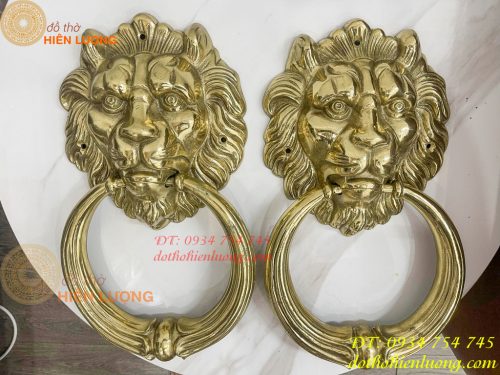 Tay Nắm Cửa Mặt Sư Tử Bằng Đồng Đúc Đường Kính 20cm