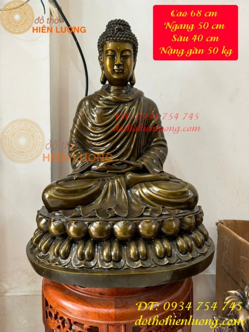 Tượng Phật Thích Ca Cao 70cm Bằng Đồng Hun