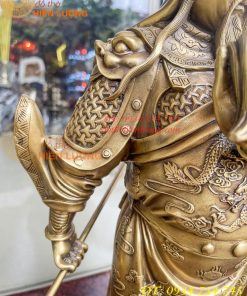 Tượng quan công đứng trấn ải bằng đồng cao 50cm