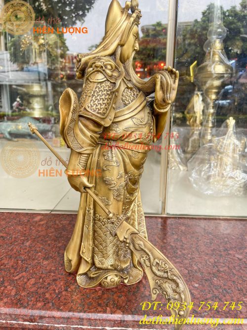 Tượng quan công đứng trấn ải bằng đồng cao 50cm