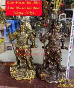 Tượng quan công ngũ cờ bằng đồng phong thủy cao 45cm Nặng 10Kg
