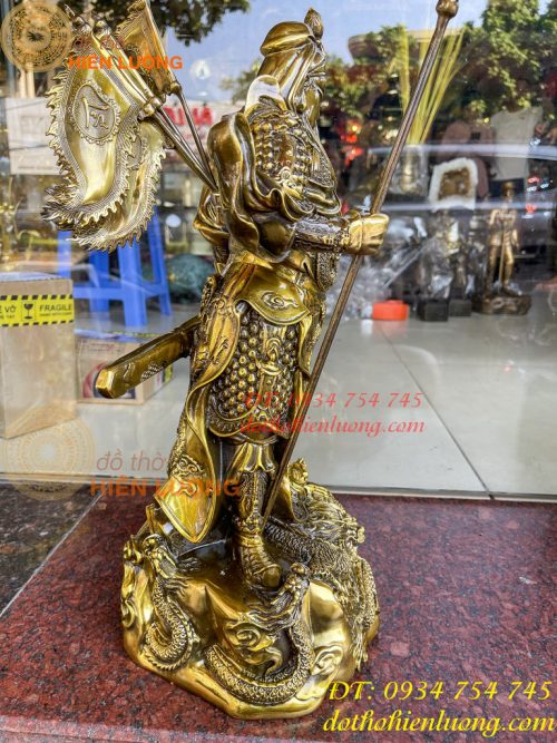 Tượng quan công ngũ cờ bằng đồng phong thủy cao 45cm Nặng 10Kg