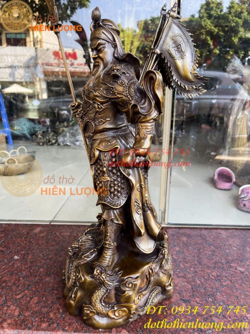 Tượng quan công ngũ cờ bằng đồng phong thủy cao 45cm Nặng 10Kg