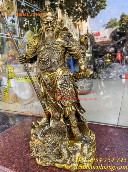 Tượng quan công ngũ cờ bằng đồng phong thủy cao 45cm Nặng 10Kg