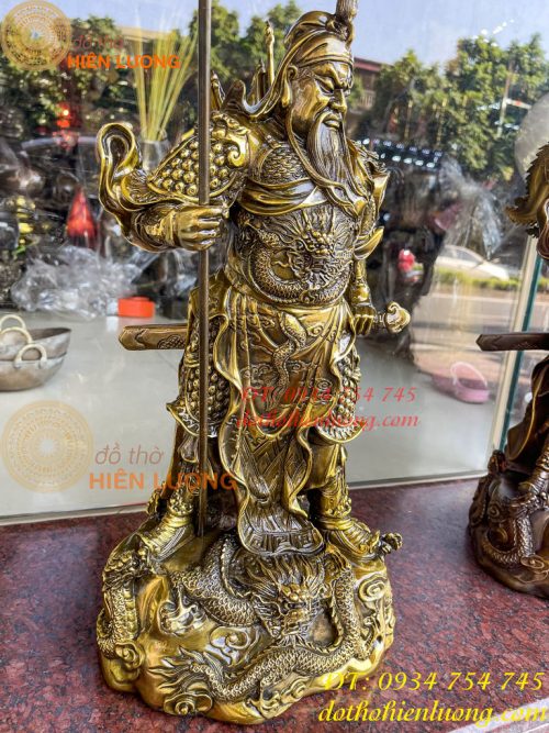 Tượng quan công ngũ cờ bằng đồng phong thủy cao 45cm Nặng 10Kg