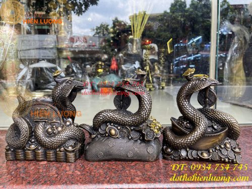 Bộ Sưu Tập Tượng Rắn Tài Lộc Bằng Đồng Hun Cao 20cm