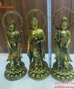 Bộ Tượng Tam Thánh Đứng Cao 46cm Bằng Đồng