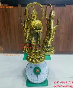 Bộ Tượng Tam Thánh Đứng Cao 46cm Bằng Đồng