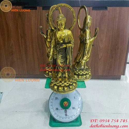Bộ Tượng Tam Thánh Đứng Cao 46cm Bằng Đồng