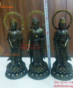 Bộ Tượng Tam Thánh Đứng Cao 46cm Bằng Đồng