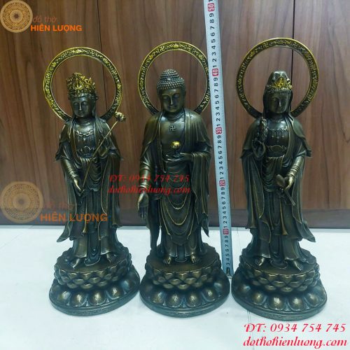 Bộ Tượng Tam Thánh Đứng Cao 46cm Bằng Đồng