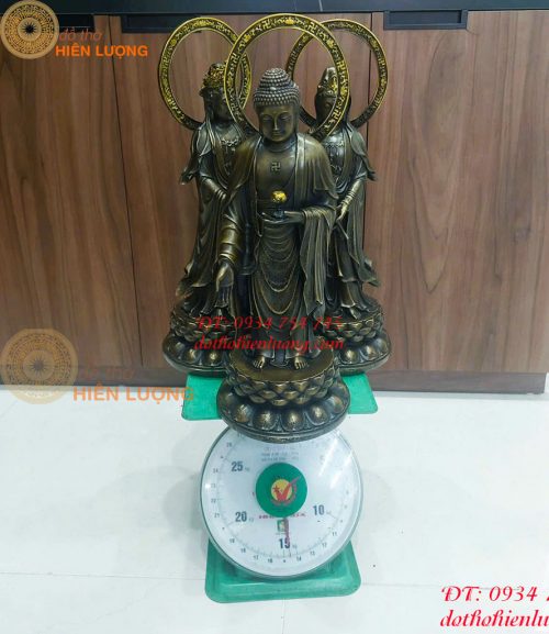 Bộ Tượng Tam Thánh Đứng Cao 46cm Bằng Đồng
