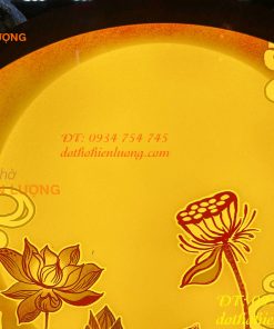Tranh Trúc Chỉ Hoa Sen Dáng Tròn Cắm Điện