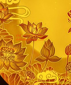 Tranh Trúc Chỉ Hoa Sen Dáng Tròn Cắm Điện