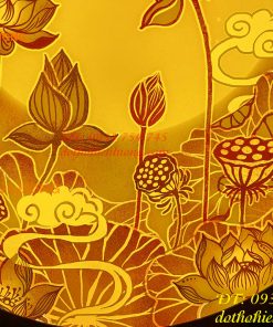 Tranh Trúc Chỉ Hoa Sen Dáng Tròn Cắm Điện