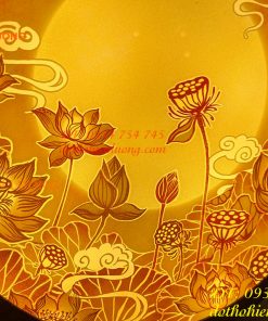 Tranh Trúc Chỉ Hoa Sen Dáng Tròn Cắm Điện