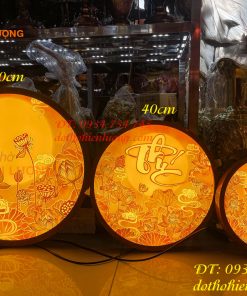 Tranh Trúc Chỉ Hoa Sen Dáng Tròn Cắm Điện