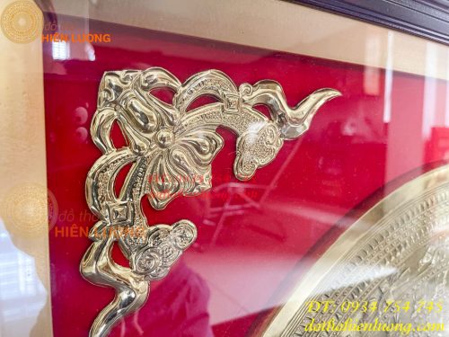 Tranh mặt trống đồng gò tay thúc nổi treo tường 95x95cm