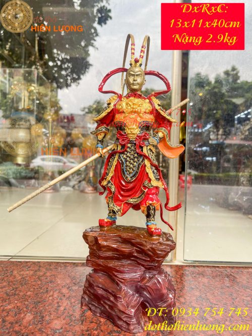 Tượng tôn ngộ không tề thiên đại thánh bằng đồng decor cao 40cm