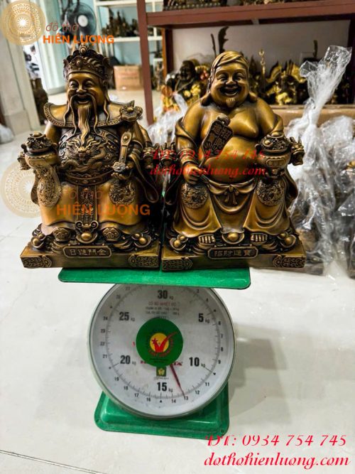 Bộ Tượng Ông Thần Thài - Ông Phát - Ông Thổ Địa Ngồi Bệ Tiền Bằng Đồng