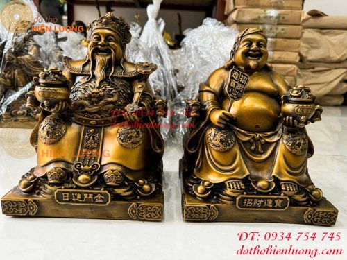 Bộ Tượng Ông Thần Thài - Ông Phát - Ông Thổ Địa Ngồi Bệ Tiền Bằng Đồng